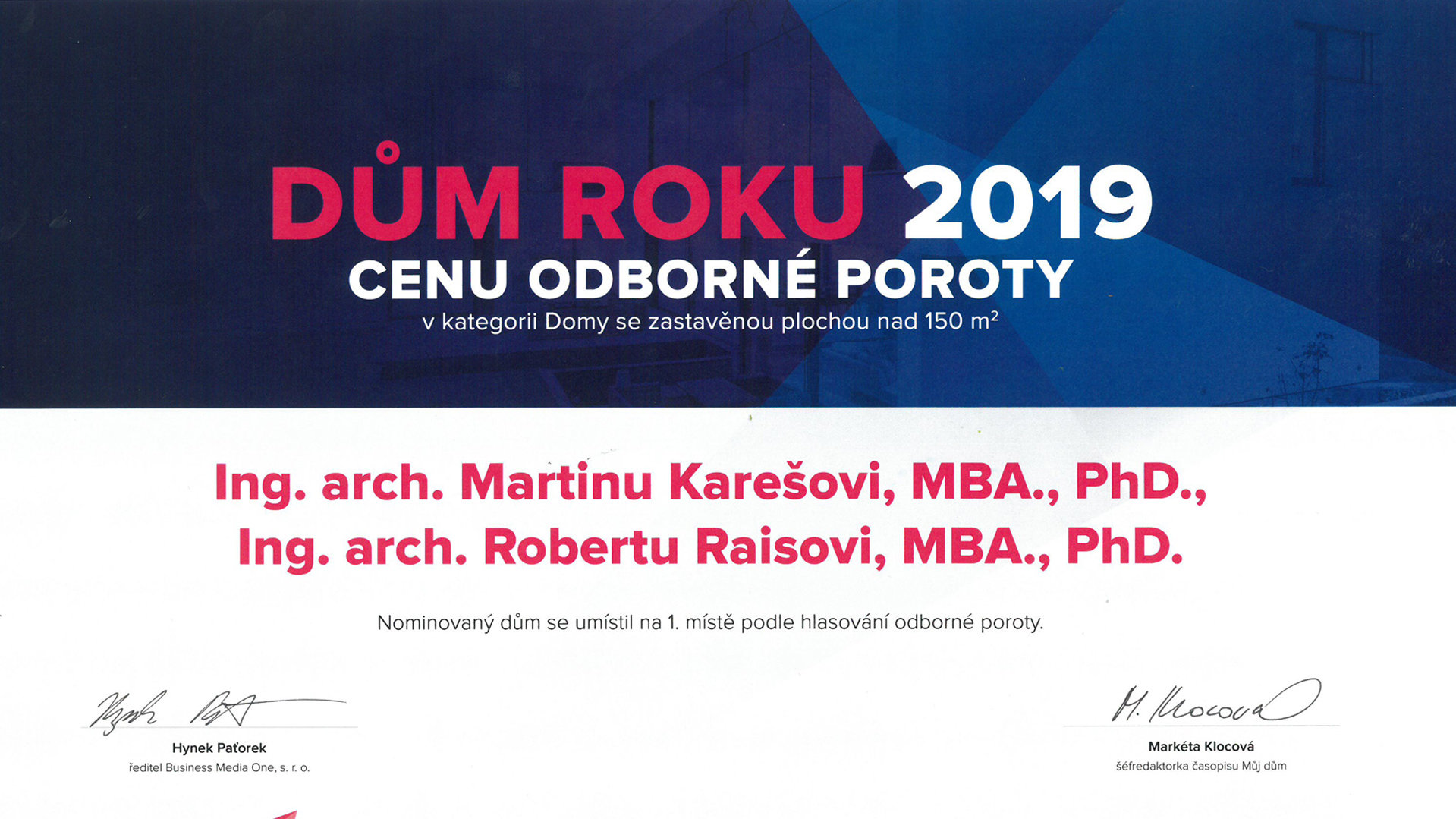 Dům roku - cena odborné poroty 2019