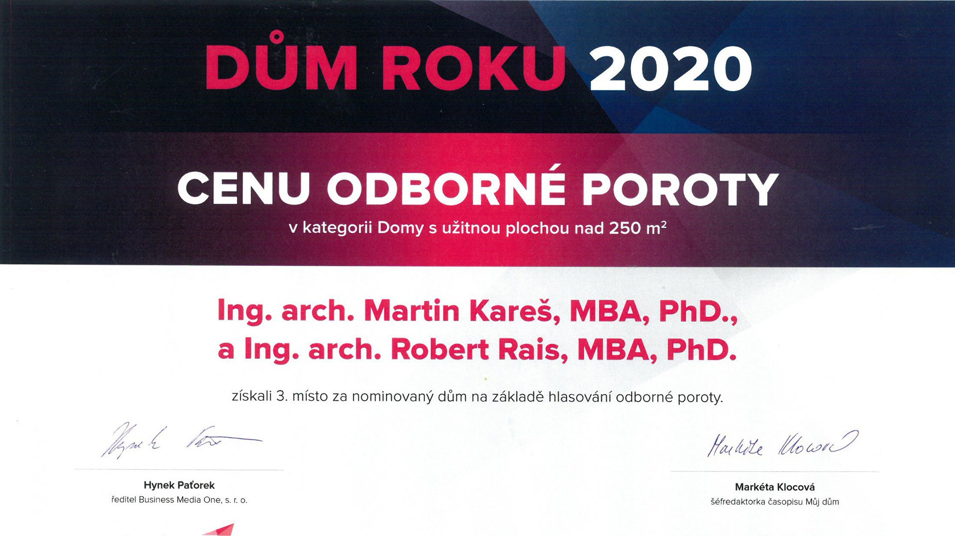 Dům roku - cena odborné poroty 2020