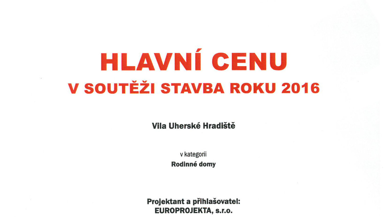 Hlavní cena v soutěži Stavba roku 2016